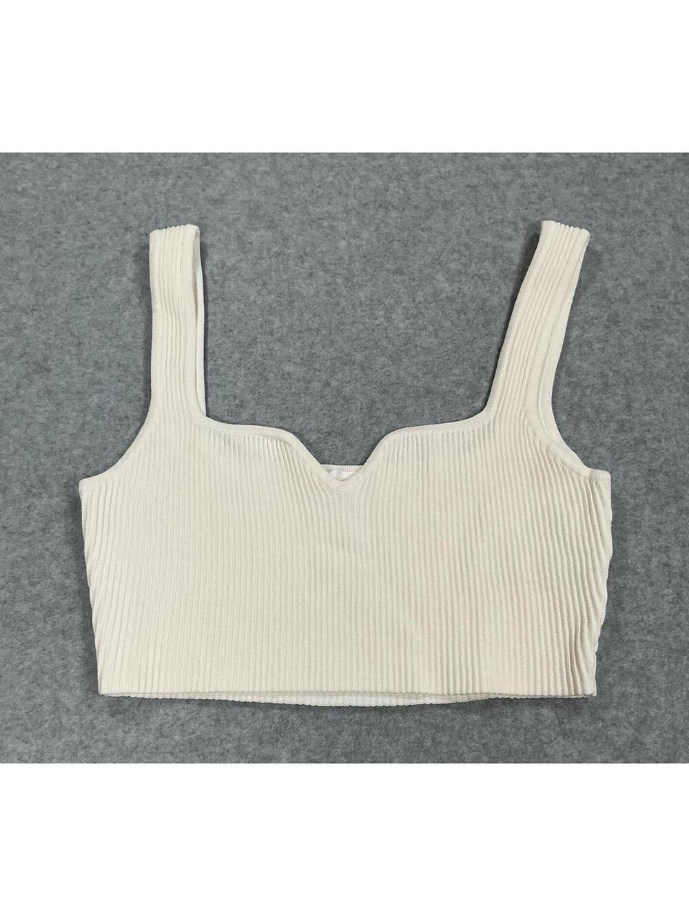 Promise The Label XS Ribbed Knit Crop Tank Top Ivory Sweater Cami - Picture 2 of 8